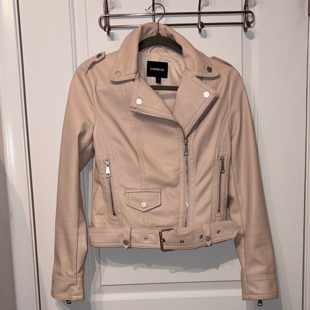Express Women's Cream Leather Jacket